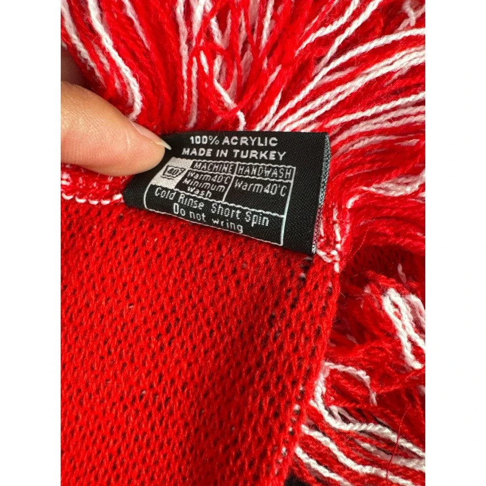 Ruffneck Scarves MULA Soccer Scarf Red Black White Striped‎ Knit Fringe Turkey
